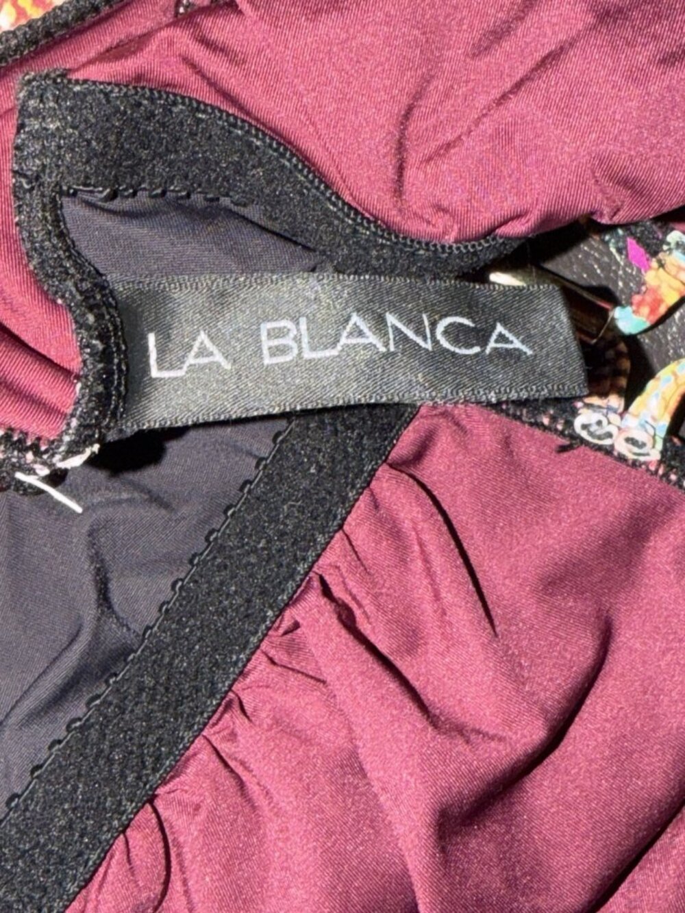 La Blanca Boho Tribal Lace-Up One Piece Swimsuit Multicolor Geometric Sz 2 Beach - Picture 7 of 9